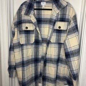 Time and Tru Navy and Cream Checkered Jacket